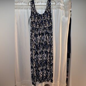 AB Studio Black and Blue Abstract Maxi Dress